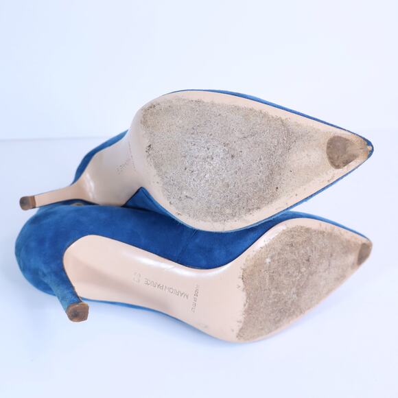 MARION PARKE Mitchell Blue Suede Caged Heel Multi Buckle Women's 36/US 6 - Picture 7 of 8